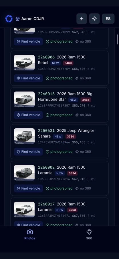 BLU Studio vehicle list — every unit tracked